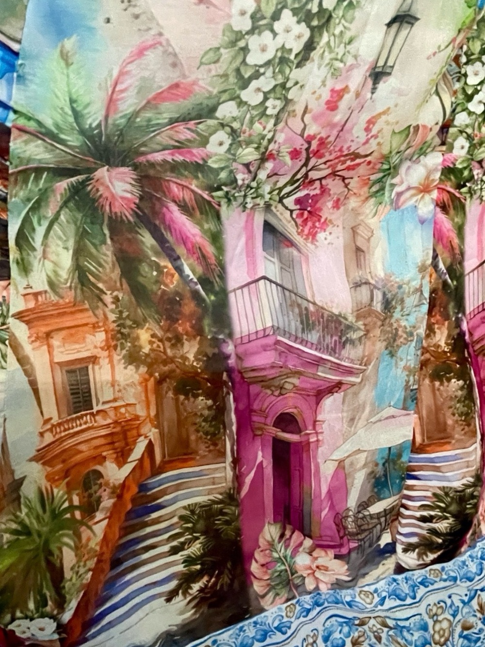 NWT Wishing Waves ITALIAN RIVIERA Scenic Postcard COTTON Resort Dress Size Small - Picture 2 of 16